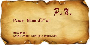 Paor Nimród névjegykártya